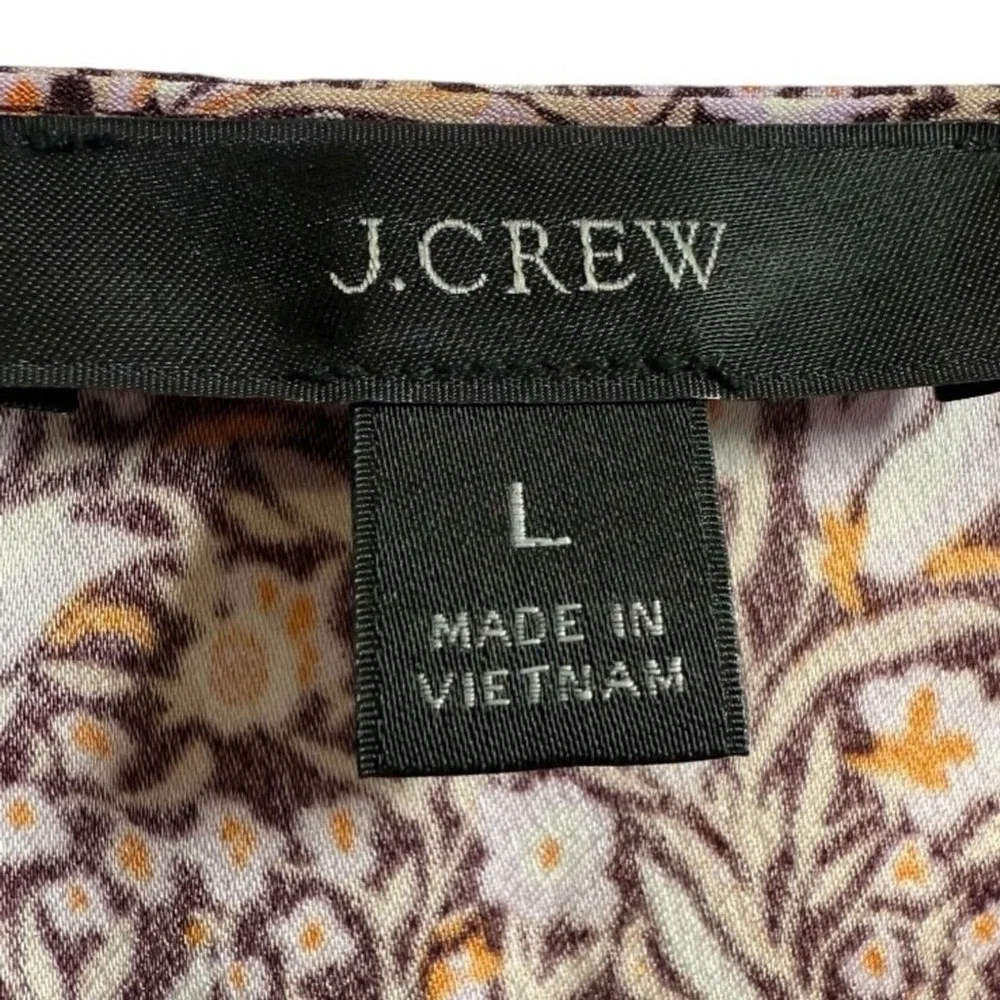 J. Crew Puff-sleeve Satin-back Crepe Top in‎ Floral Flourish L
